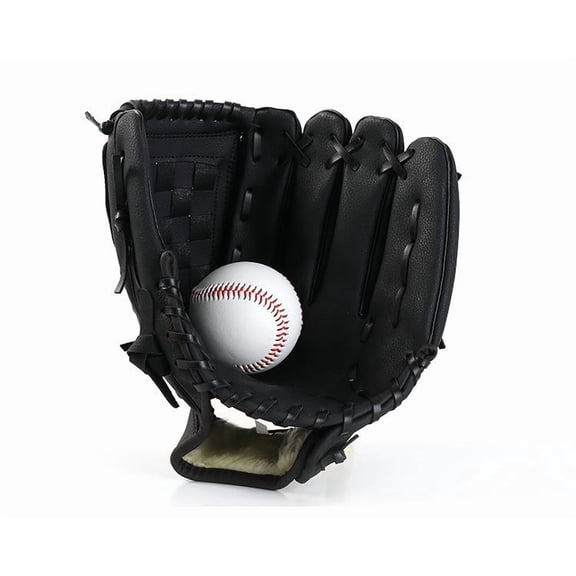 Thickened right‑hand throw baseball fielding glove, durable infield sports mitt for kids, black, size 10.5 inch, 1 piece