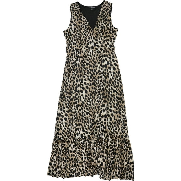I.N.C Womens Leopard Print Maxi Dress, Brown, X-Small