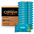 thumbnail image 1 of Compa Wipes Toallitas Húmedas para Adulto 1152 Piezas - 24 Paquetes de 48 Unidades - Tamaño XL (17.8 x 17.8 cm) Desechables en Inodoro, 1 of 9