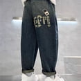 thumbnail image 4 of CAIXIA Baggy Jeans Boys Straight Leg Washed Denim Pants Oversized Husky Embroidered Trousers Elastic Waistband Preppy Teen Clothes Streetwear, 4 of 5