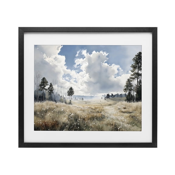 Stupell Industries Farmhouse Blue Kissed Landscape Black Framed Print Under Glass, 16 x 13, by Franklyn Gregory