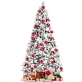 thumbnail image 1 of Patiojoy Artificial Snow Flocked Christmas Tree 7FT Hinged Christmas Tree W/ 919 Branch Tips, 1 of 9