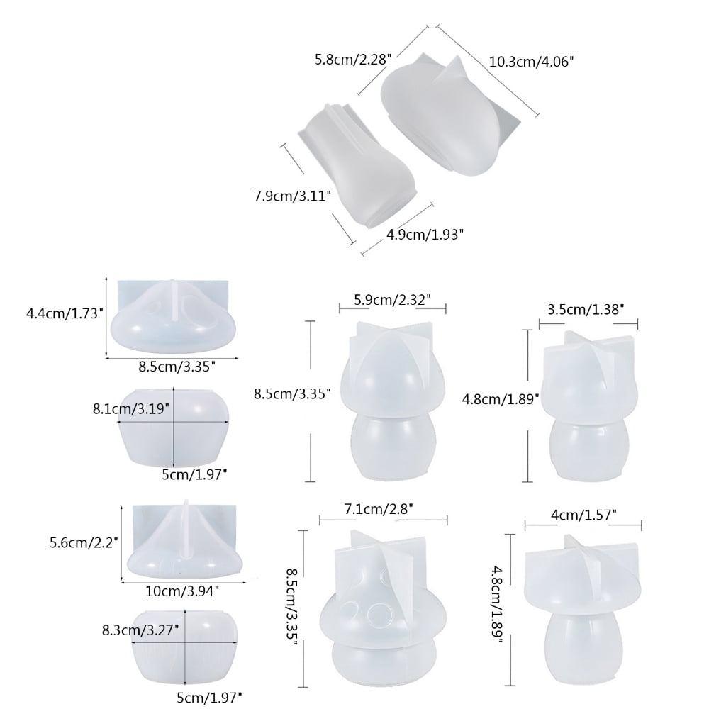 BQBQERT 7Pcs Little Mushroom Ornament Silicone Epoxy Jewelry Mold Resin Casting Pendant Mold Suitable for