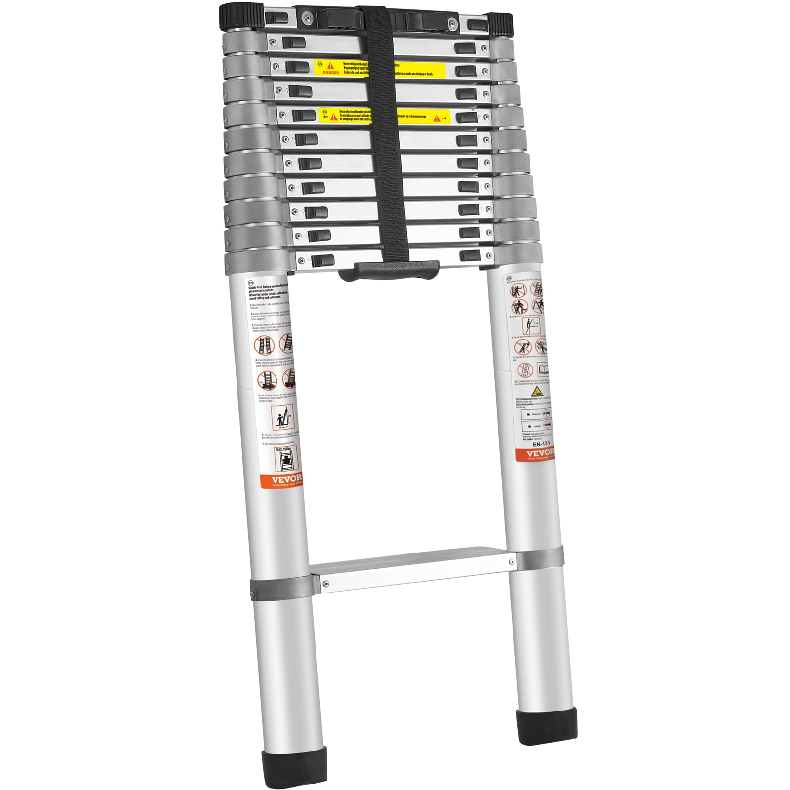 BENTISM 15 FT Telescoping Ladder, 400 lbs Load Capacity Aluminum Telescopic Extension Ladder, Multi-purpose Collapsible Ladder for RV, Home or Outdoor Work