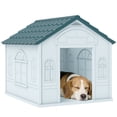 thumbnail image 1 of PawHut 26" Plastic Dog House Outdoor, Waterproof Dog Kennel, Blue, 1 of 10