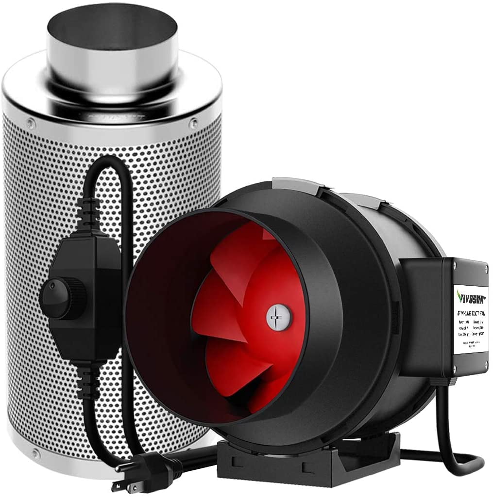 VIVOSUN 4" 203 CFM Inline Duct Fan w/ Carbon Filter Odor Control with Charcoal 