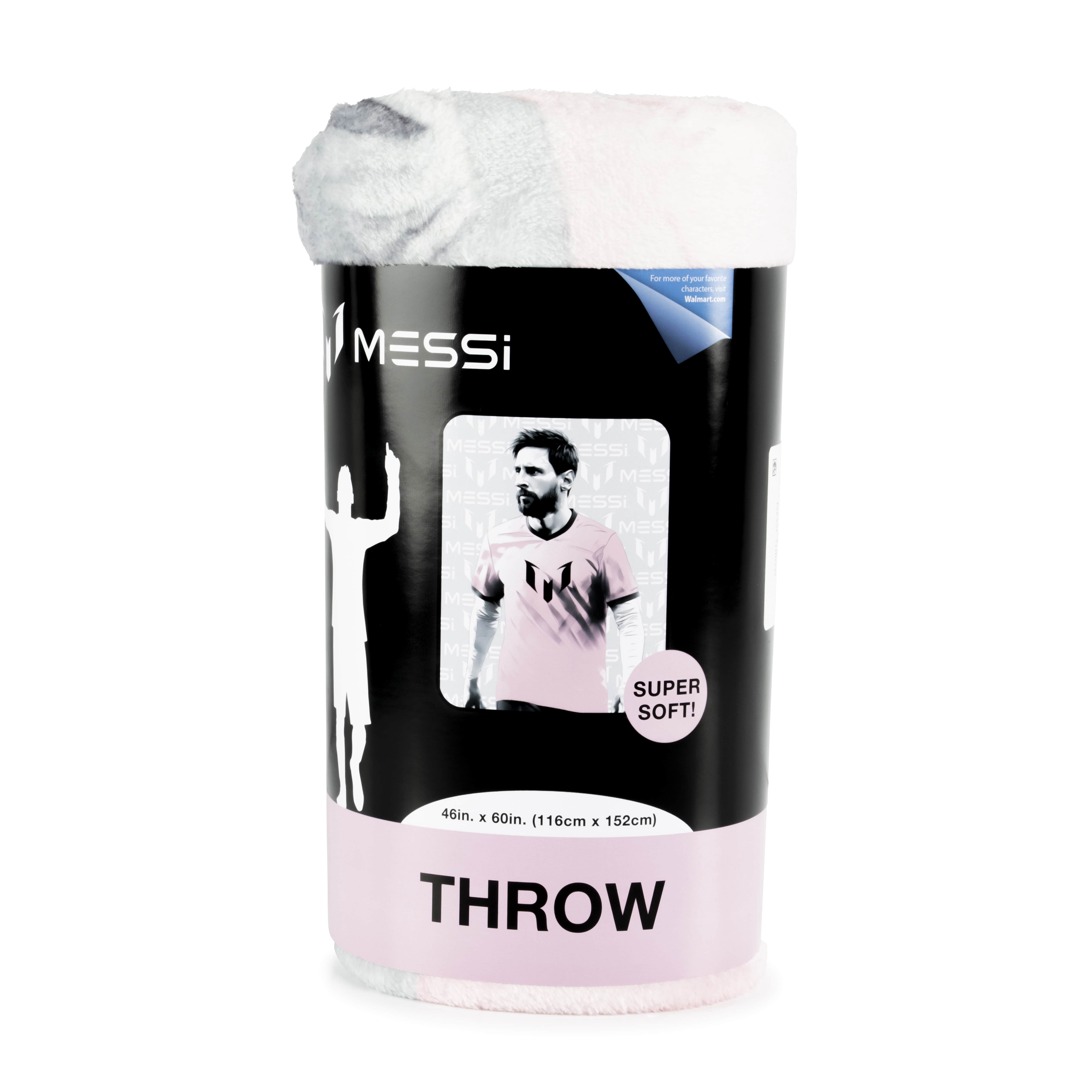 Messi 46" x 60" Silk Touch Throw, Polyester, Gray & Pink, Messi