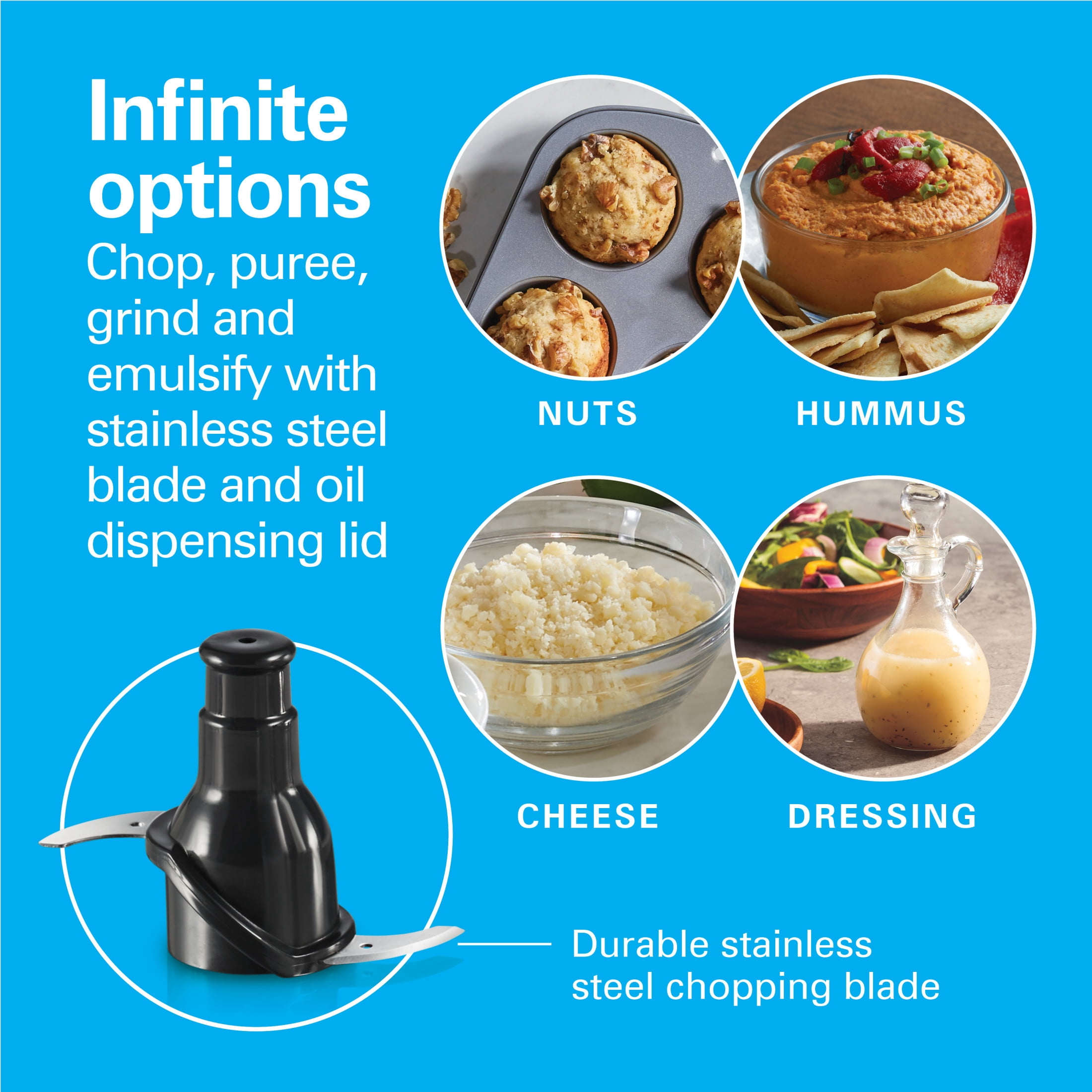 Hamilton Beach Powerful Cordless Mini Food Processor and Vegetable Chopper, 4-Cup, Fast Recharging, Black