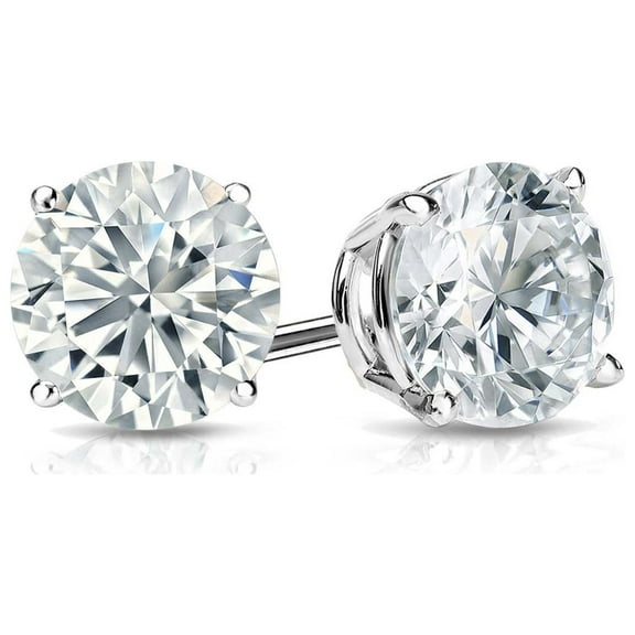 14K White Gold White Diamond Round 1/2Ct Stud Earrings Plated by Paris Jewelry