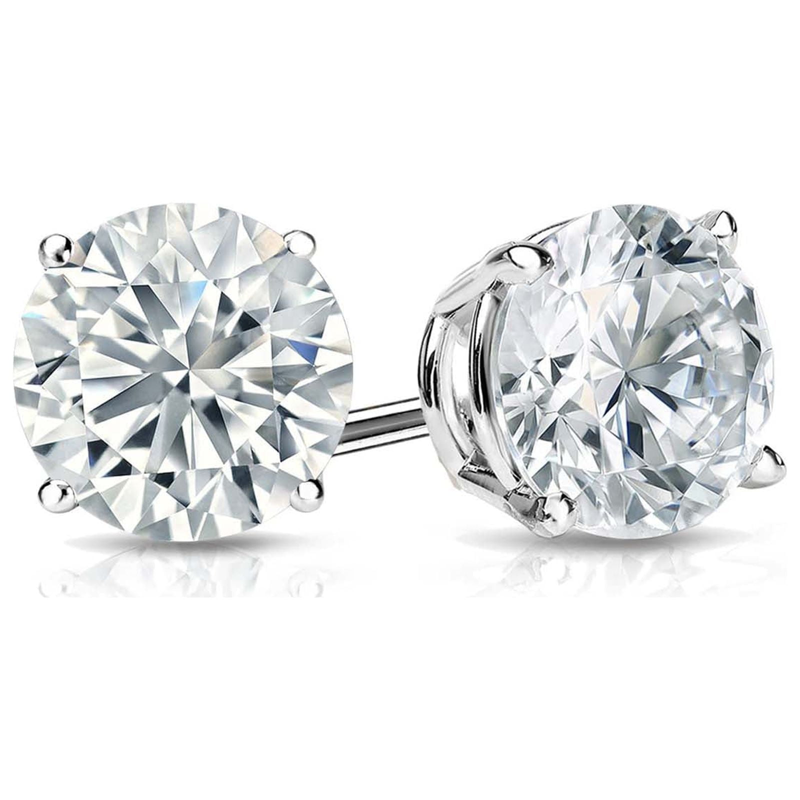 14K White Gold White Diamond Round 1/2Ct Stud Earrings Plated by Paris Jewelry