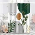 thumbnail image 4 of Green Mid Century Shower Curtain Abstract Modern Sun Tropical Plant Geometric Lines Bath Curtain Minimalist Aesthetic Decor Waterproof Durable 72x84 Inches Include Hooks, 4 of 6