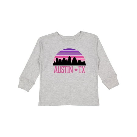 

Inktastic Austin Texas Retro Sunset Skyline Gift Toddler Toddler Girl Long Sleeve T-Shirt