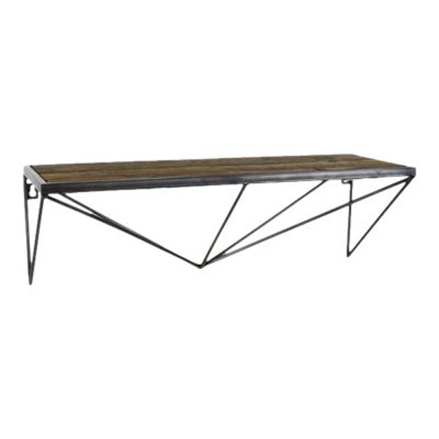 Benzara - Shelf - rectangular - metal, wood - black, brown
