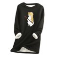 thumbnail image 1 of Mujer Vintage Loungewear Manga larga Lindo Gato Estampado Otoño Fleece SweatershirtTop Fridja  nbo713, 1 of 3