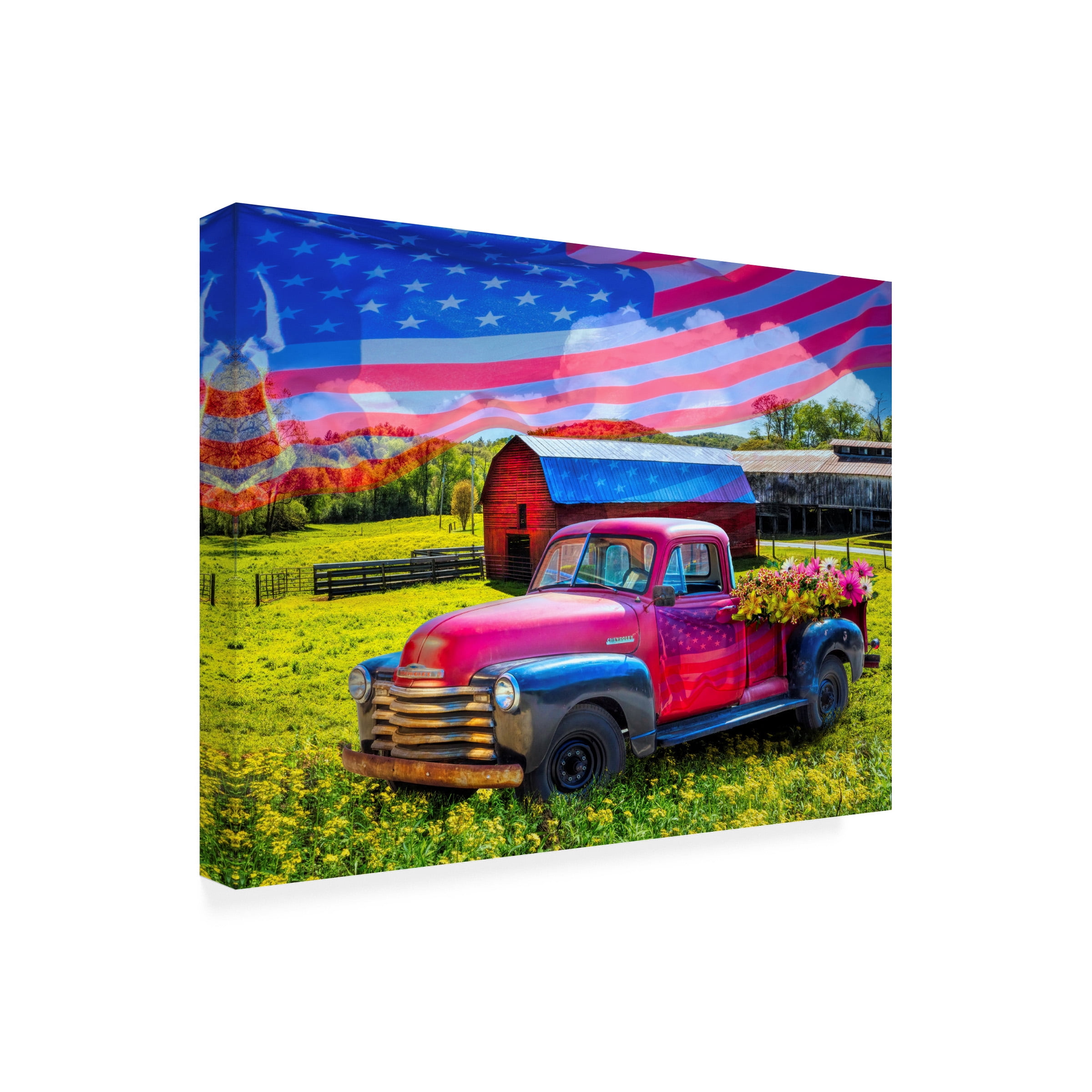 Canvas Wall Art - Celebrate Life Gallery 'American Country Truck' Wall Art for Living Room, Bedroom, or Office DÃ©cor by Trademark Fine Art - 32 x 24 Inches