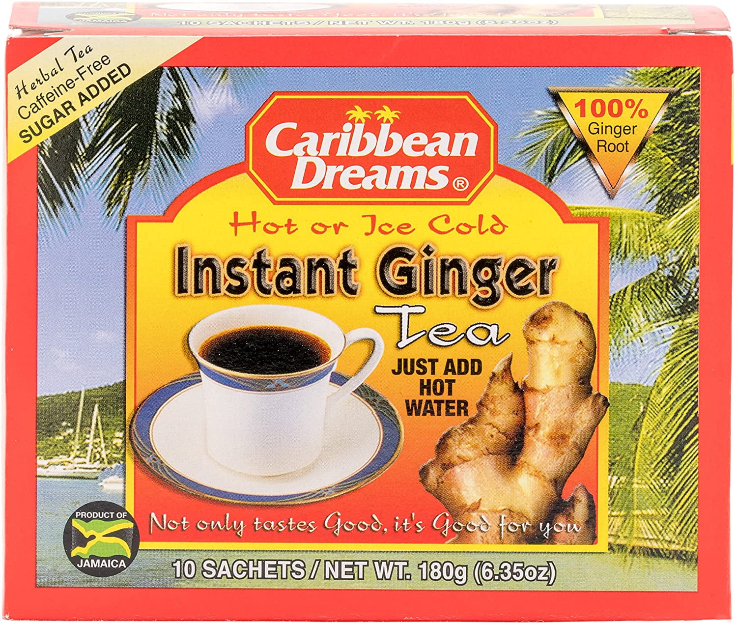 Caribbean Dreams Instant Ginger Tea 10 Sachets, 100 Natural Ginger Tea