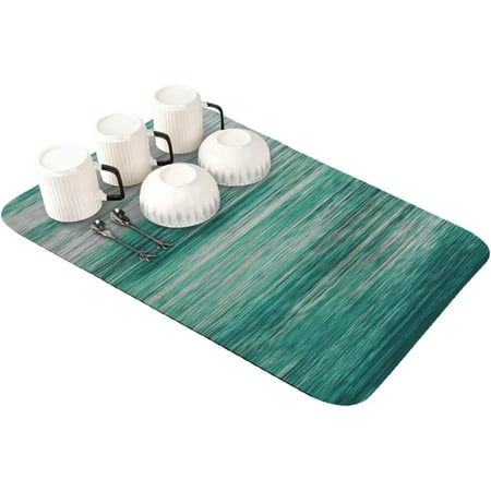 

Teal Ombre Color Dish Drying Mat for Kitchen Counter Super Absorbent Quick Dry Coffee Bar Mat Pad Thin Diatomaceous Sink Mat Non Slip Dish Drainer Mat 23.5x15.5 Turquoise Vintage Modern Abstract Art