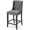 thumbnail image 3 of Counter Stool Chair, Set of 2, Fabric, Wood, Grey Gray, Modern Contemporary Urban Design, Bar Pub Cafe Bistro Hotel Restaurant Hospitality, 3 of 7