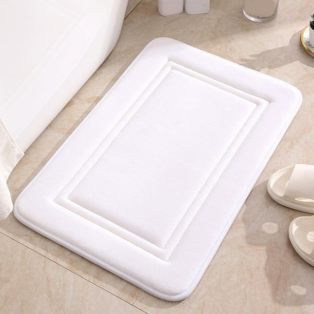 Alfombra de baño de espuma a rayas gruesas - Esterilla de terciopelo absorbente y suave con fondo antideslizante, lavable a máquina, 40x60cm, azul/gris/blanco