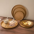 thumbnail image 6 of Ckraxd Three Piece Set Round Imitation Wood Grain Tray Plastic Dining Tea Cake Storage Tray for Home Cafe Kitchen Use, 6 of 6