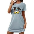 thumbnail image 2 of Utoimkio Short Sleeve Nightgowns for Women Plus Size Soft Sleepshirt Casual Print Scoop Neck Nightshirts Casual Loungewear for Women, 2 of 5