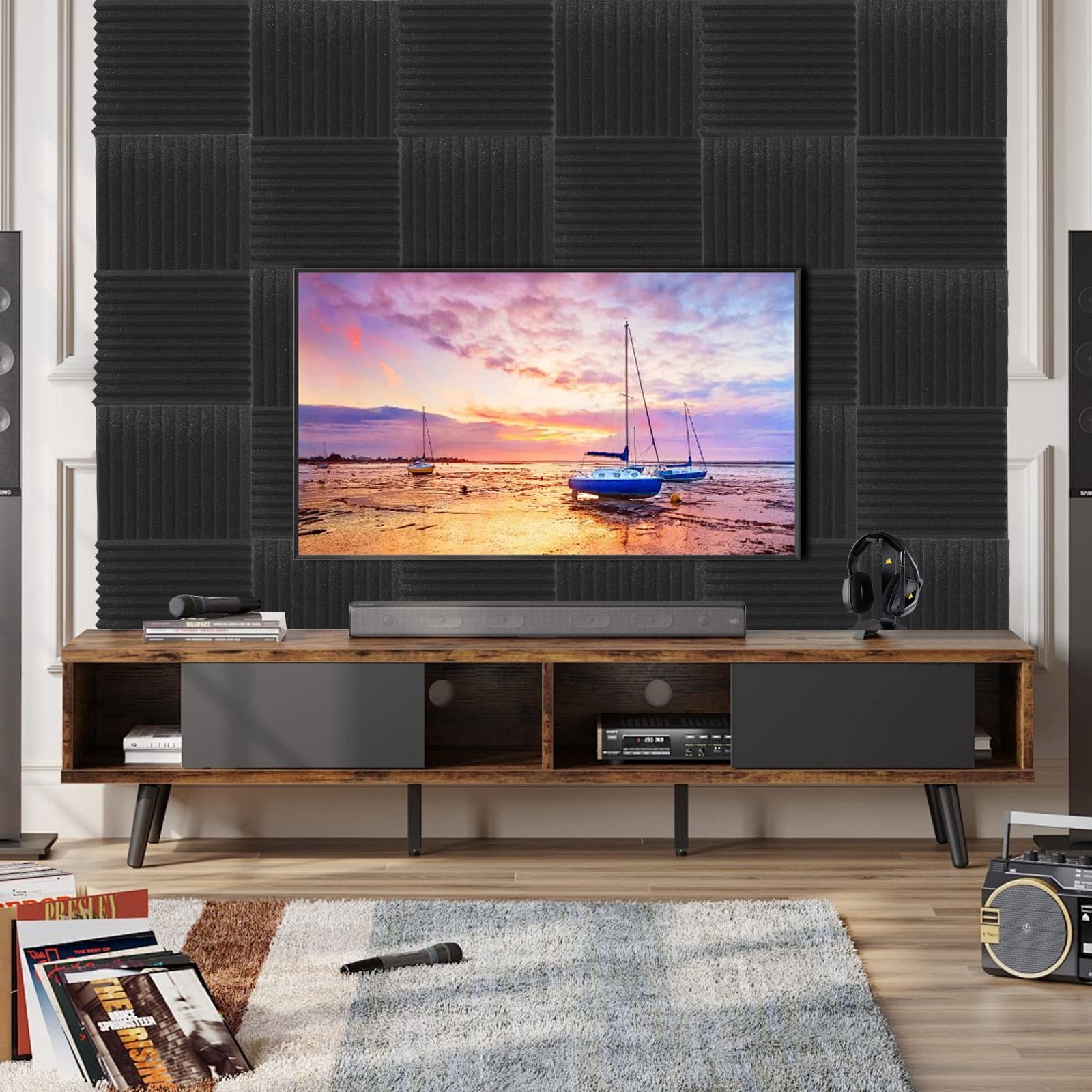DQQKMM  24 Pack Sound Deadening Panels,12"X12"X1" Acoustic Sound Panels, Noise Canceling Foam Wedge Panels