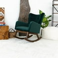 thumbnail image 3 of Ashcroft Glider Rocking Chair with Tufted Cushions, Indoor, Wood Frame and Velvet Upholstery, Green, 3 of 7