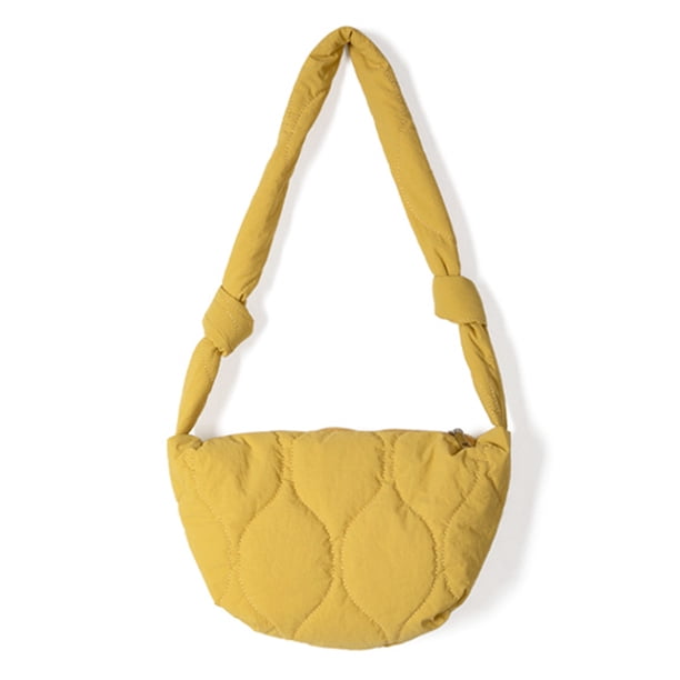 Btafrte Bolso Hombro Rhombic Lattice Dumpling Down Bag Casual para El (amarillo)