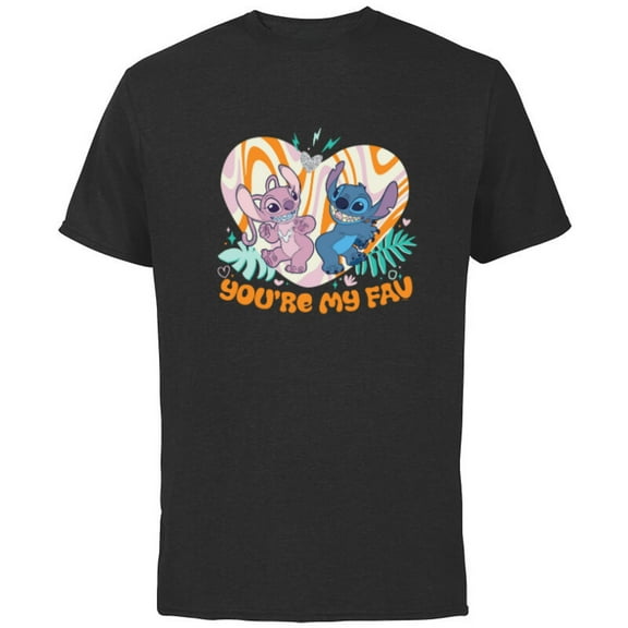 Disney Lilo & Stitch You’re My Fave - Short Sleeve Cotton T-Shirt for Adults - Customized-Black
