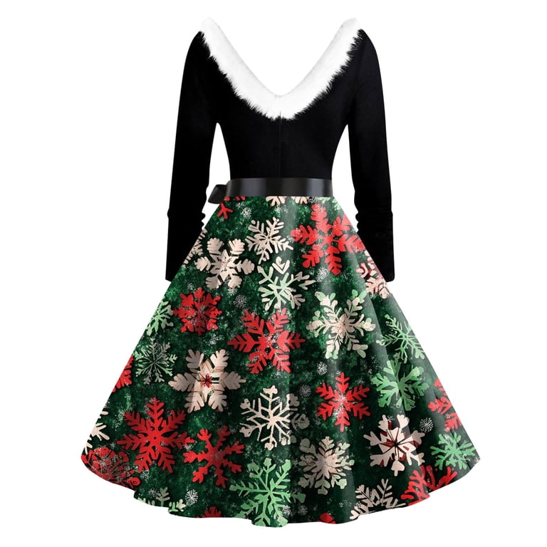 Christmas Dresses for Women Women's Casual And Fashionable Long Sleeved V-neck Print Matching Zipper Dress with Fur and Christmas Tree for Holiday Party,Army Green,2XL - Walmart.com Christmas Dresses for Women Women's Casual And Fashionable Long Sleeved V-neck Print Matching Zipper Dress with Fur and Christmas Tree for Holiday Party,Army Green,2XL - Walmart.com