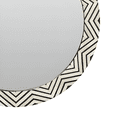 thumbnail image 2 of RUDRAKSHA CORPORATION Round Bone Inlay Mirror Frame – Black & White Chevron Starburst, Modern Wall Decor, 2 of 3