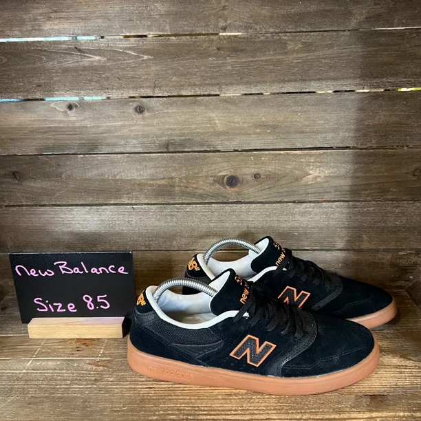 Mens New Balance 598 Black/Orange Low Top Skateboarding Sneakers Shoes Size 8.5D