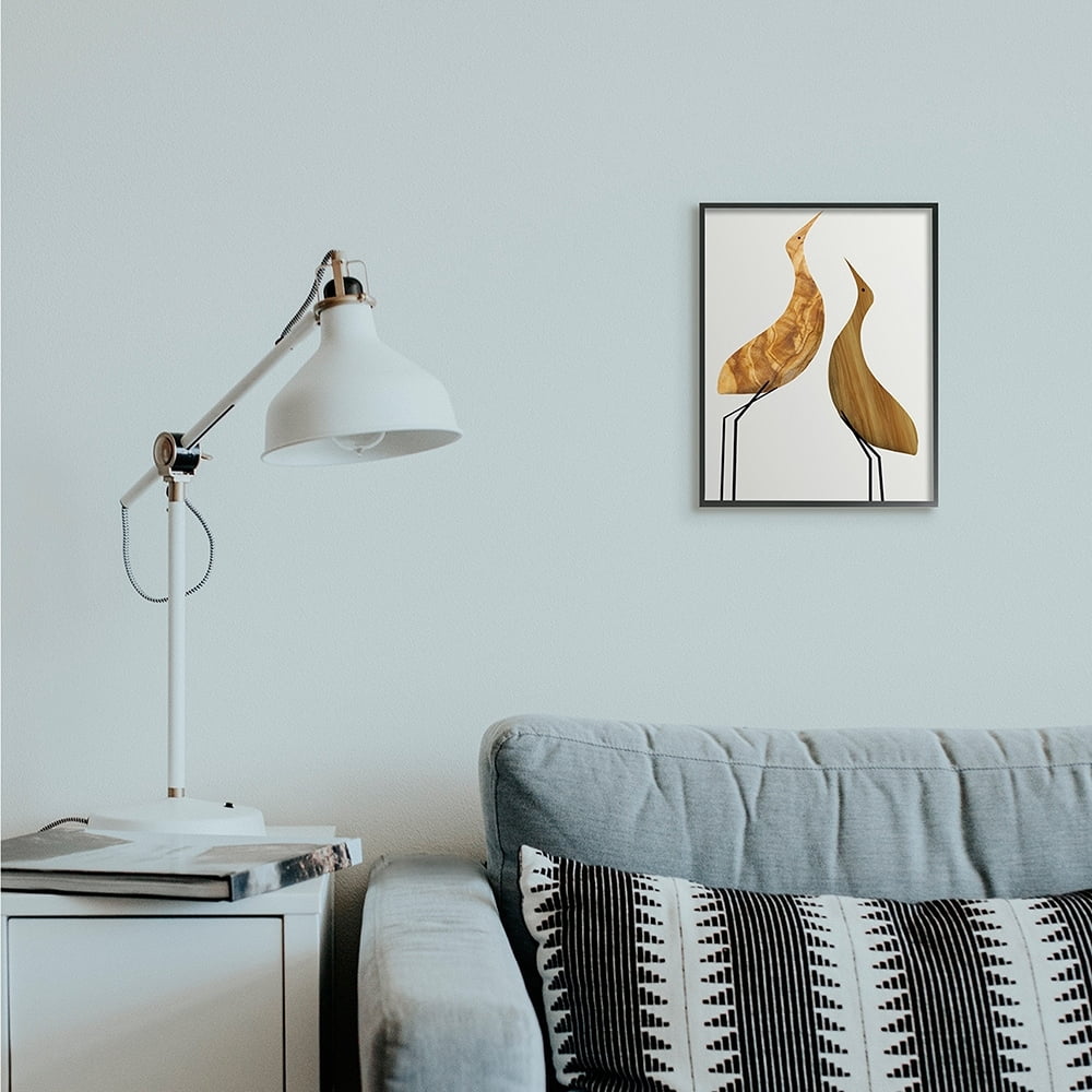Stupell Industries Modern Rustic Tree Patterned Birds Minimal Abstract Black Framed by Daphne Polselli