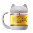 thumbnail image 1 of Wabjtam Cute Cat Glass Cup Tea Mug With Fish Tea Infuser Strainer Filterthe Lid Can Not Be Screwed, 1 of 5