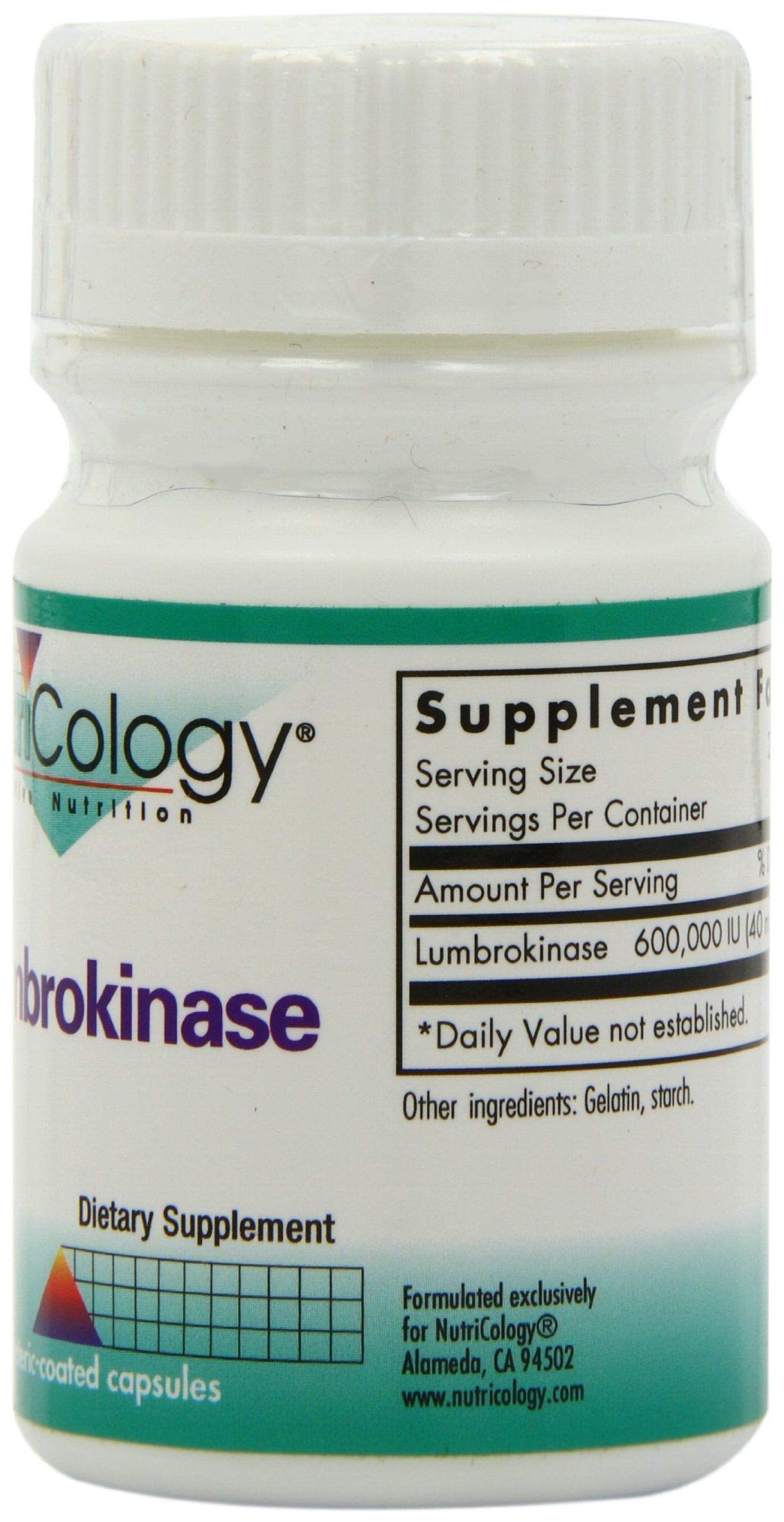 Nutricology Lumbrokinase Supplement - Circulatory System Support, Supports Blood Circulation Already in The Normal Range - 60 Delayed Release Vegetarian Capsules