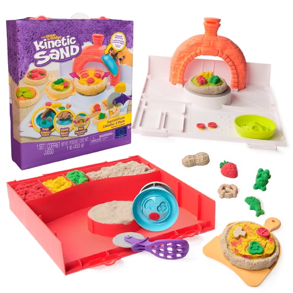 Kinetic Sand, SquishPizza Activity Playset with 1lb Play Sand & 5 Tools