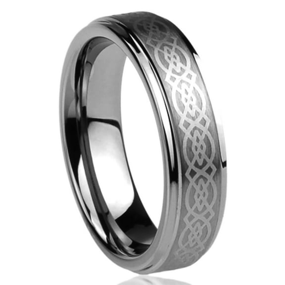 Men Women Tungsten Carbide Wedding Band Ring 7mm Comfort Fit Laser Engraved Celtic Design Tungsten Ring