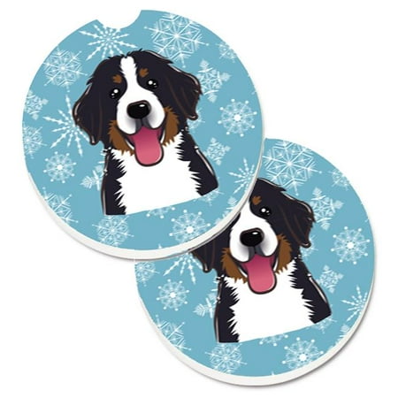 

Snowflake Bernese Mountain Dog Set of 2 Cup Holder Car Coaster
