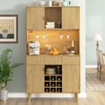 thumbnail image 1 of U_Style-CA 72.2" High Kitchen or Bar Cabinet with Electrical Outlet and LED Light, Wine Bottle Storage with Nine-Grid Wine Rack,Multi-Functional Home Sideboard for Kitchen, Dining Room, and Hallway, 1 of 11