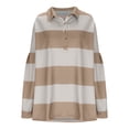 thumbnail image 4 of EINCcm Women’s Oversized Striped Polo Sweatshirt Long Sleeve V Neck Lapel Collared Polo Shirts 2024 Fall Pullover Tops, 4 of 5