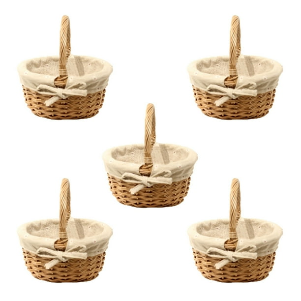 5X Cesta de Mimbre Tejida Una Mano Canasta de Flores de Simulación Canasta de Flores Pequeña