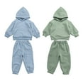 thumbnail image 4 of LYMAYTER Kids Girls Boys Cotton Sweatshirt Outfit 2PCS Toddler Hooded Fall Winter Sweatsuit Tops and Jogger Pants Set for 1-8 T, 4 of 9