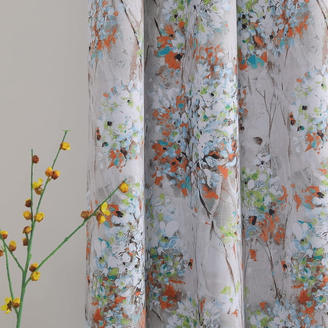 Cortinas MYSKY HOME Floral de 240 cm de longitud, 2 paneles, naranja/verde
