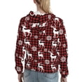 thumbnail image 7 of Uemuo Plaid Reindeer Snowflakes Pattern Women's Hoodie with Eye-catching Drawstrings- Casual Pullover Hoodie with Kangaroo Pocket, Stylish Hooded Sweatshirt-Large, 7 of 7