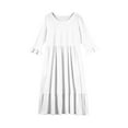 thumbnail image 4 of Abcomgle Girls Maxi Dress Size 7-8 Casual A-line Ruffle 3/4 Sleeve Girls Long Dresses Cute Crew Neck Sundresses Tiered Dresses with Pockets,5-6 Years White, 4 of 4