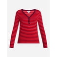 thumbnail image 6 of Scenario Women's and Women's Plus Striped Henley Shirt with Long Sleeves, Sizes XS-4X, 6 of 6