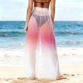 thumbnail image 2 of OGLCCG Women's Cover Up Pants See Through Sheer Mesh Chiffon Boho Beach Pants Gradient Color Wide Leg Flowy Long Palazzo Pant,M, 2 of 7