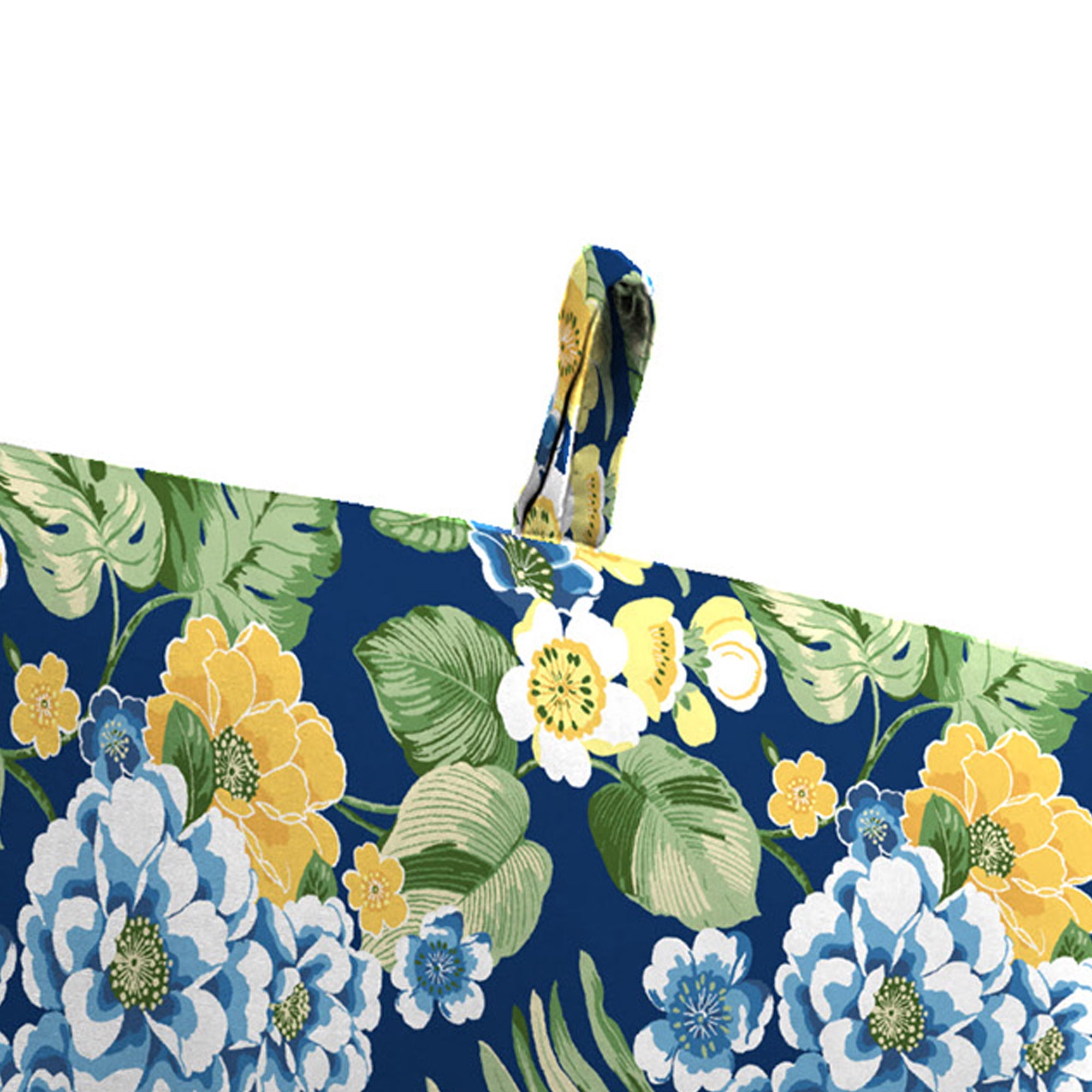 Jordan Manufacturing 44" x 22" Binessa Lapis Blue Floral Rectangular Outdoor Chair Cushion with Ties and Hanger Loop