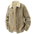 thumbnail image 4 of YueHuiYing Men's Corduroy Thickened Lambskin With Lapel And Snap Pocket Long Sleeve Hoodless Casual Outwear Jackets, 4 of 6