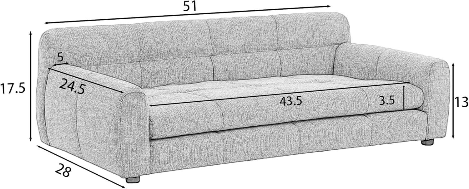 51" XL Dog Bed Couch, Elevated Large Dog Sofa with Backrest and Armrests, Soft Memory Foam Extra Large Pet Bed with Removable Cushion, Durable Linen Pet Couch Furniture, Green
